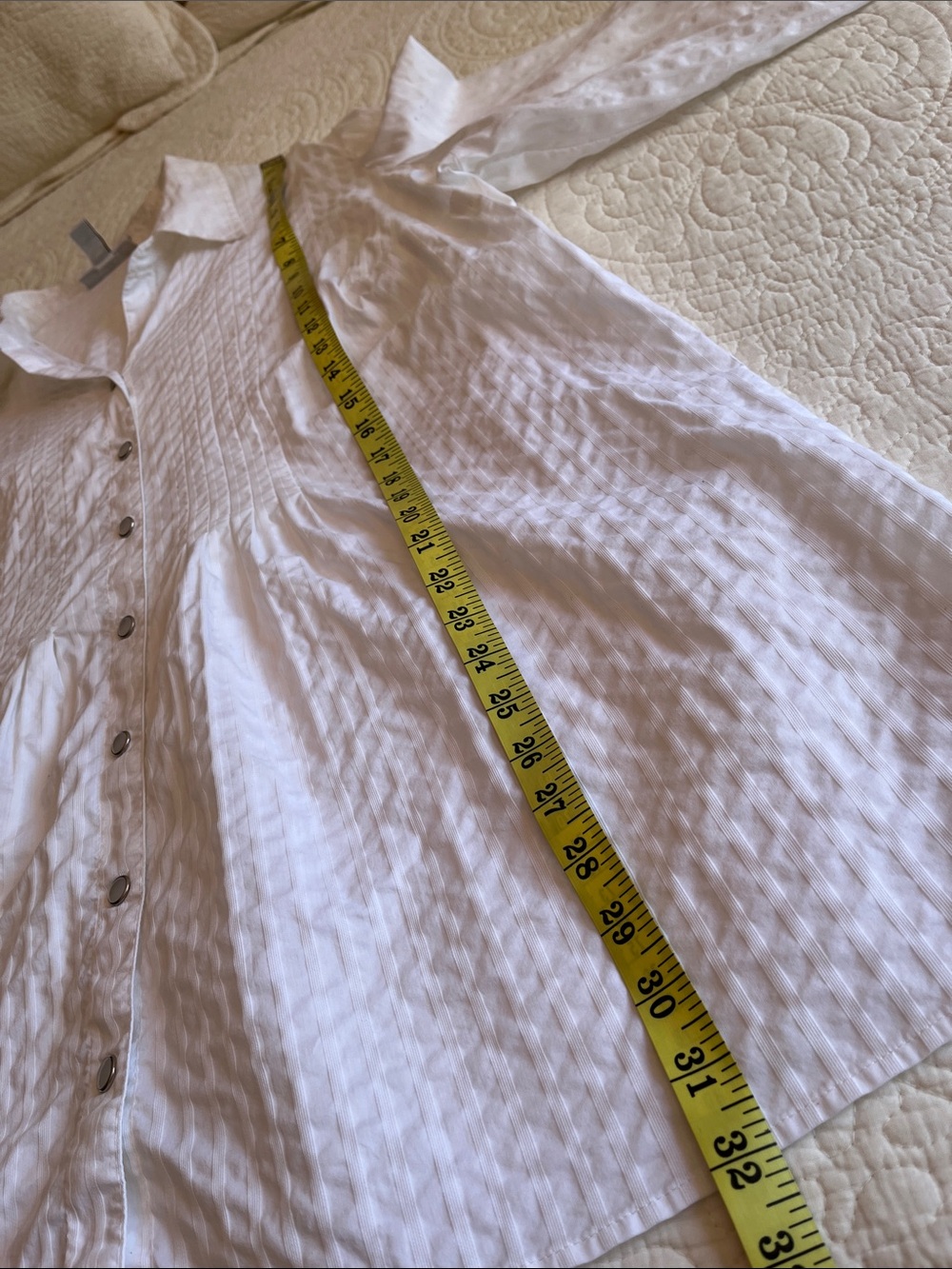 Cotton Blend Blouse Snap Front Tunic Women's 22W White Beach Western Boho - Picture 12 of 16